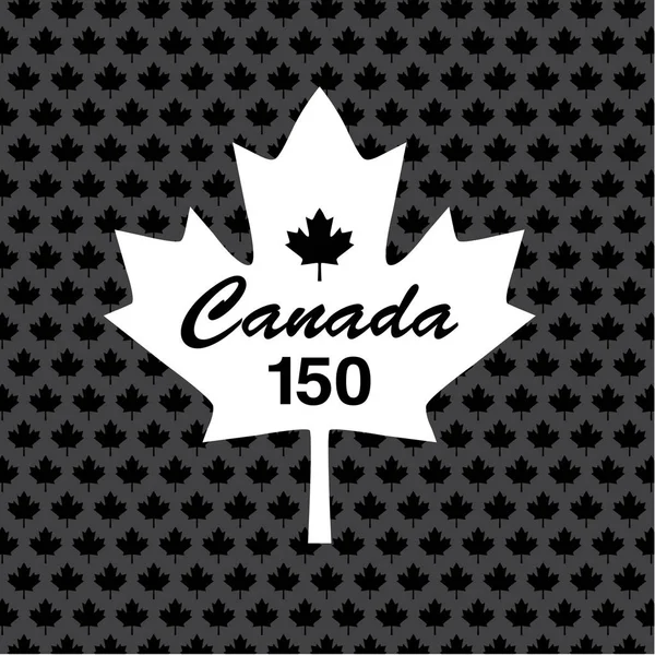 Canada 150 on maple leaf — Stock Vector