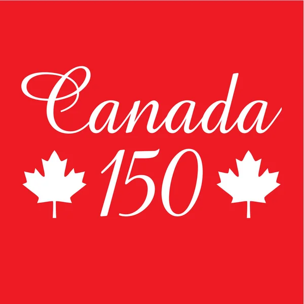 Canada 150 con foglie d'acero su rosso — Vettoriale Stock