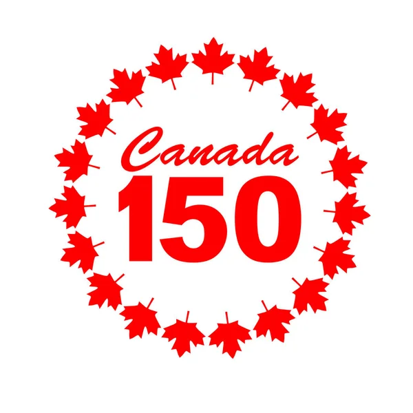 Canada 150 graphic with maple leaves — Stock Vector