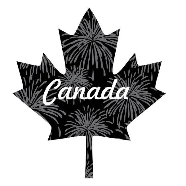 A kanadai juhar levél fekete tűzijáték — Stock Vector