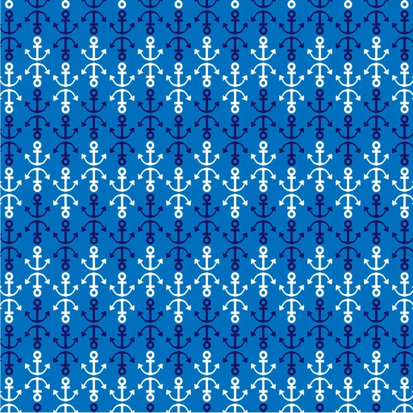 Blue white anchor pattern — Stock Vector