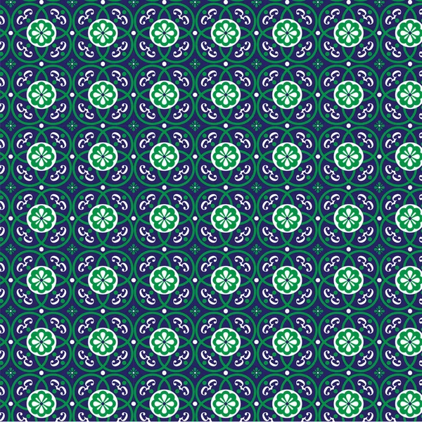 Patrón de azulejo adornado verde — Vector de stock