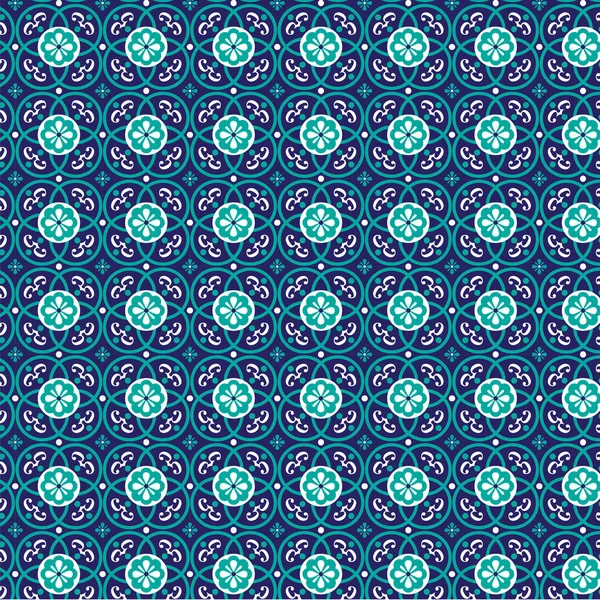 Turquoise ornate tile pattern — Stock Vector