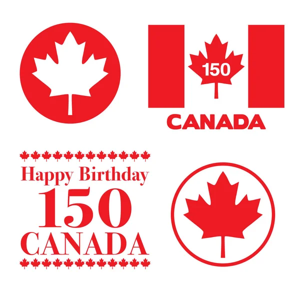 Ikon hari Kanada bahagia - Stok Vektor