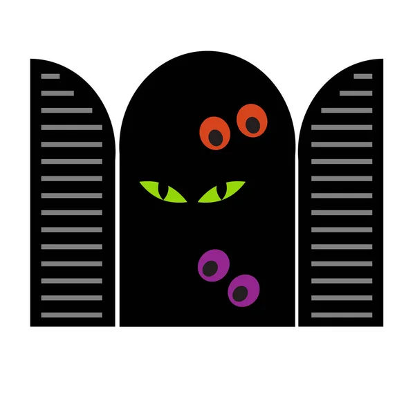 Ventana de Halloween con ojos impresos — Vector de stock