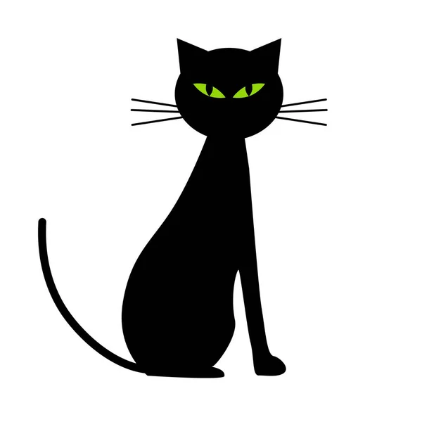 Desenhos animados doodle desenho de gato preto. silhueta de gatinho simples  e fofo, ilustração vetorial de halloween.