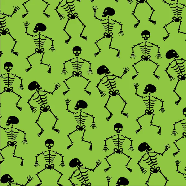Patrón esqueletos de Halloween — Vector de stock
