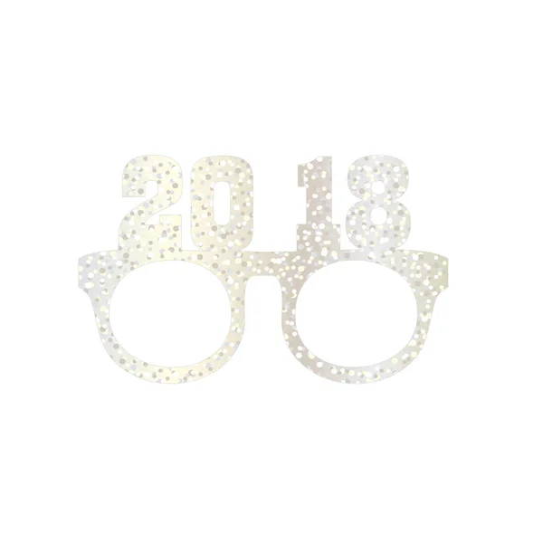 2018 silver glittering print and eyeglasses — Stock Vector