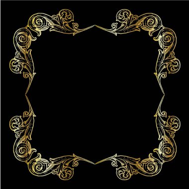Altın kaydırma süslü kare çerçeve