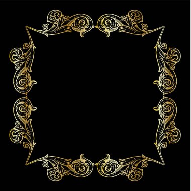Altın kaydırma süslü çerçeve