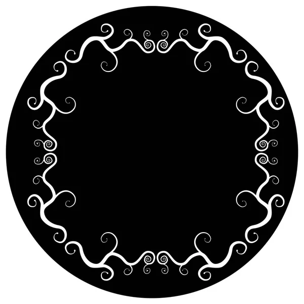 Schwarzer weißer Kreis halloween frame — Stockvektor