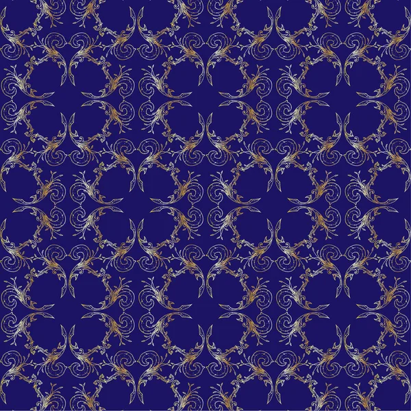 Blue gold scroll background pattern — Stock Vector