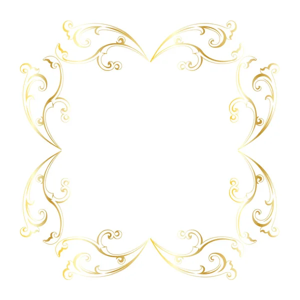 Gold square scroll frame — Stock Vector