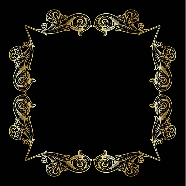 Sierlijke gouden scroll-frame — Stockvector