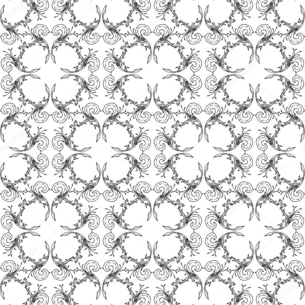 black white scroll background pattern