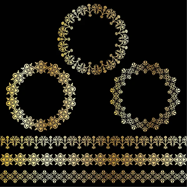 Gold circle ramar och gränsen mönster — Stock vektor