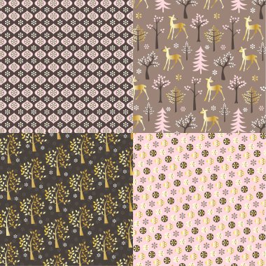 pembe altın Kış desenleri