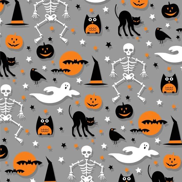 Halloween-Muster orange-grau — Stockvektor