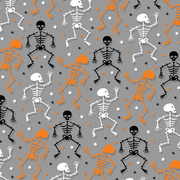 Halloween skeletons on gray
