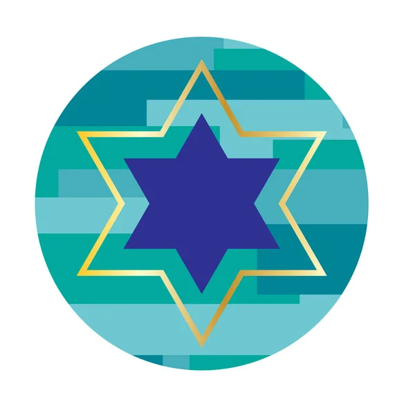 Joodse ster in gelaagde stripe cirkel — Stockvector
