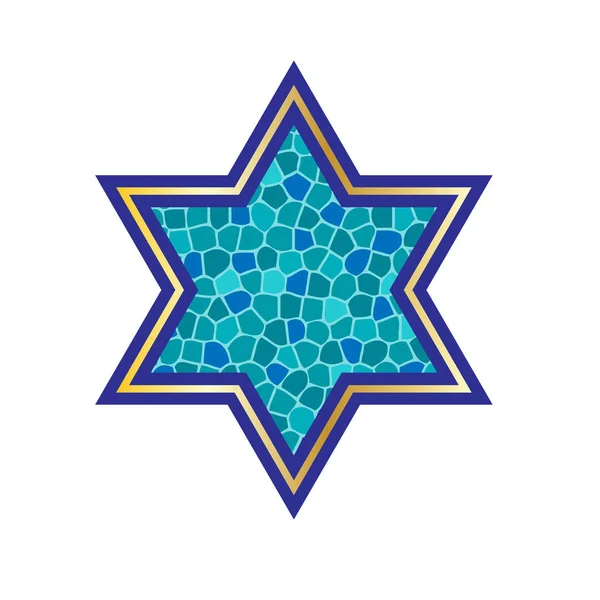 モザイクの背景を持つユダヤ人の星 — ストックベクタ