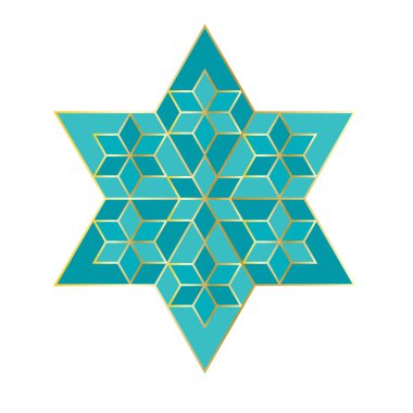  turkuaz mavi Yahudi yıldızı altın ile