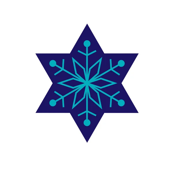 Floco de neve azul-turquesa na estrela judaica azul —  Vetores de Stock