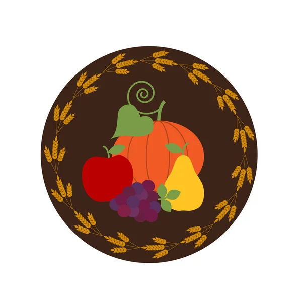 Feliz Día de Acción de Gracias con frutas — Archivo Imágenes Vectoriales
