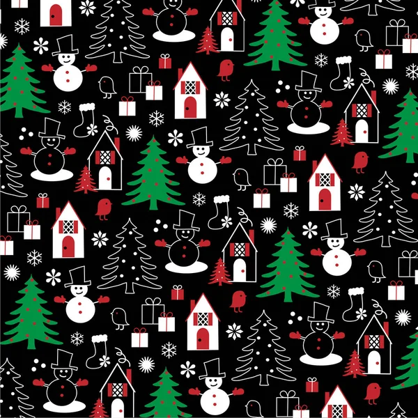 Seamless Christmas pattern with christmas tree — Stock Vector
