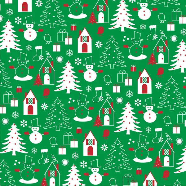 クリスマス ツリーとクリスマスのシームレス パターン — ストックベクタ