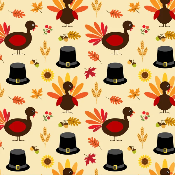 Thanksgiving patroon met kalkoenen — Stockvector