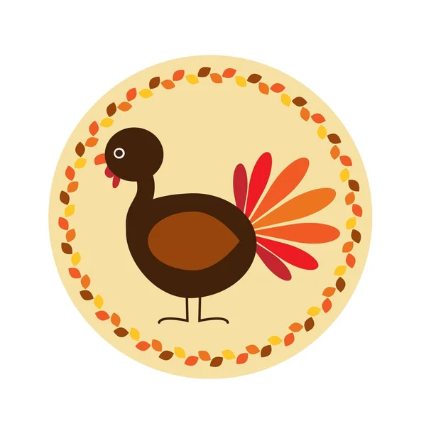 Feliz día de acción de gracias con pavo — Vector de stock