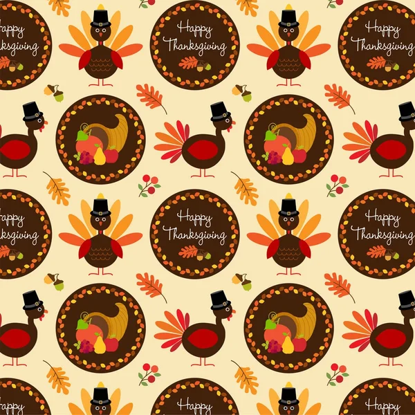 Thanksgiving patroon met kalkoenen — Stockvector