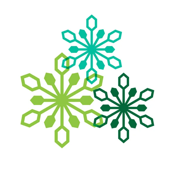 Blue and green overlapping snowflakes — Stock Vector