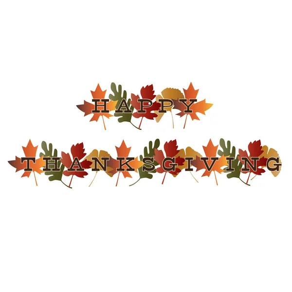 Typography thanksgiving on leaves - Stok Vektor