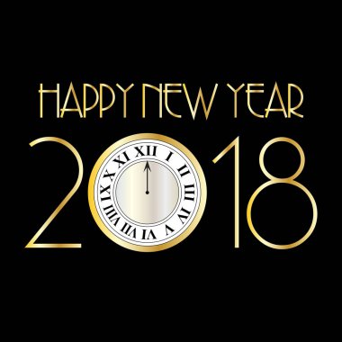 Art deco yeni yıl arifesi Gümüş altın saat üzerinde siyah vektör grafiği