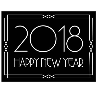 Yeni yıl arifesinde art deco vektör tipografi desen