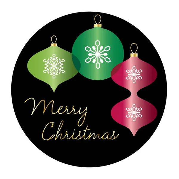 Buon Natale Con Ornamenti Cerchio Nero — Vettoriale Stock