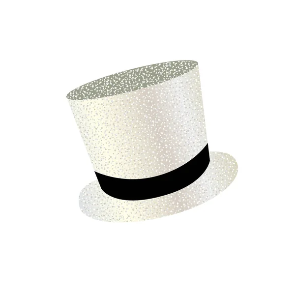 Silver Glitter Top Hat Vit Bakgrund — Stock vektor