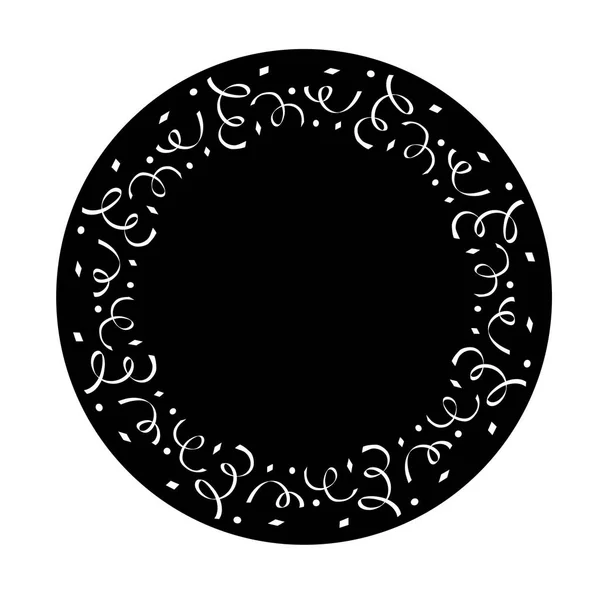 黒に白い紙吹雪円フレーム — ストックベクタ