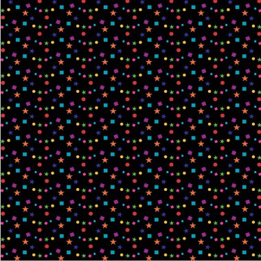 siyah renkli konfeti ve yıldızlar arka plan deseni