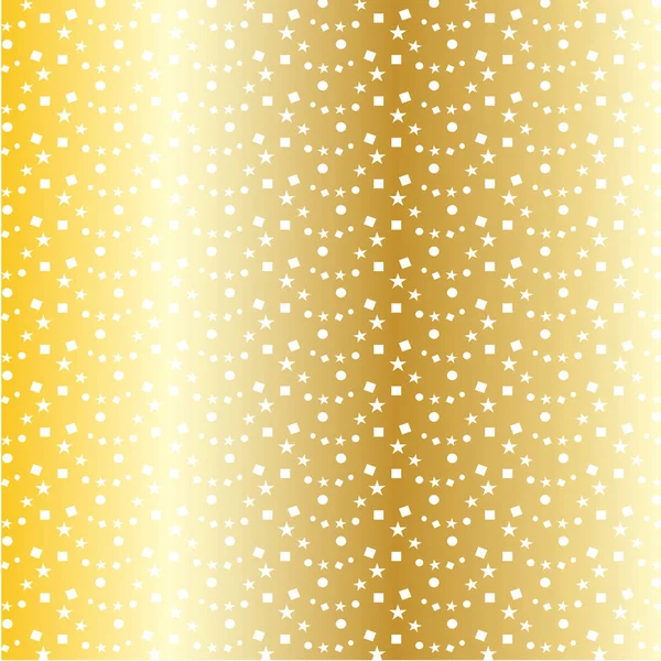 Branco Confetti Estrelas Padrão Fundo Ouro — Vetor de Stock
