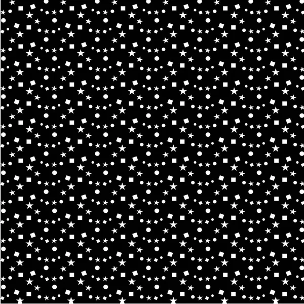 Confettis Blancs Étoiles Motif Fond Sur Noir — Image vectorielle