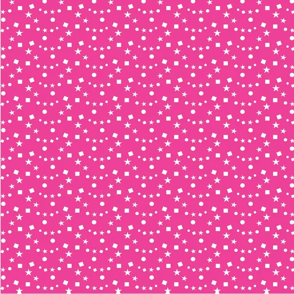 ピンクに白い紙吹雪と星の背景パターン — ストックベクタ