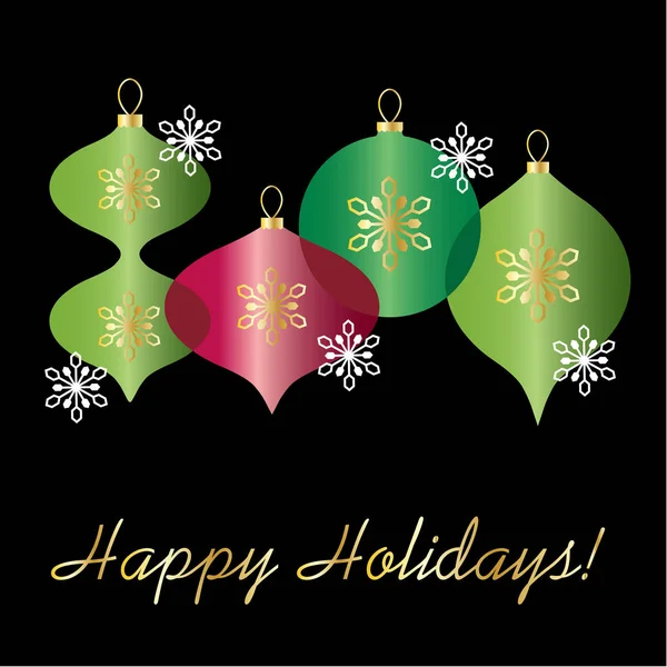 happy holidays christmas graphic with overlapping ornaments