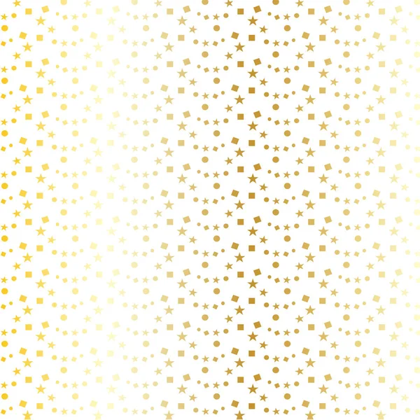 Coriandoli Oro Stelle Modello Sfondo Bianco — Vettoriale Stock
