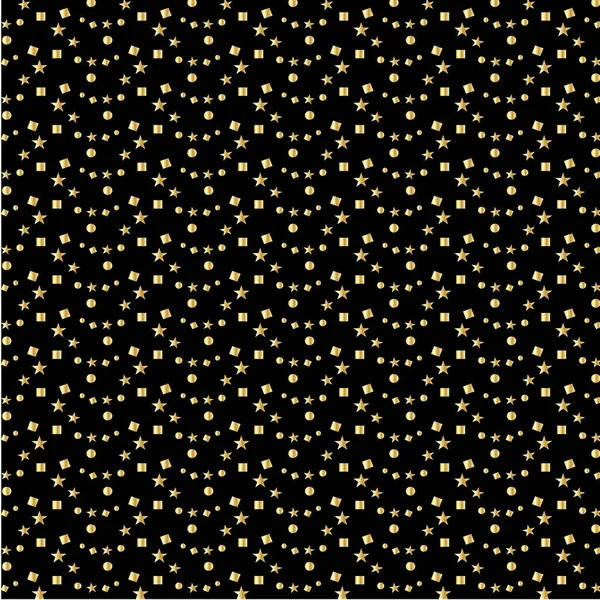 Gold Confetti Stars Background Pattern Black — Stock Vector