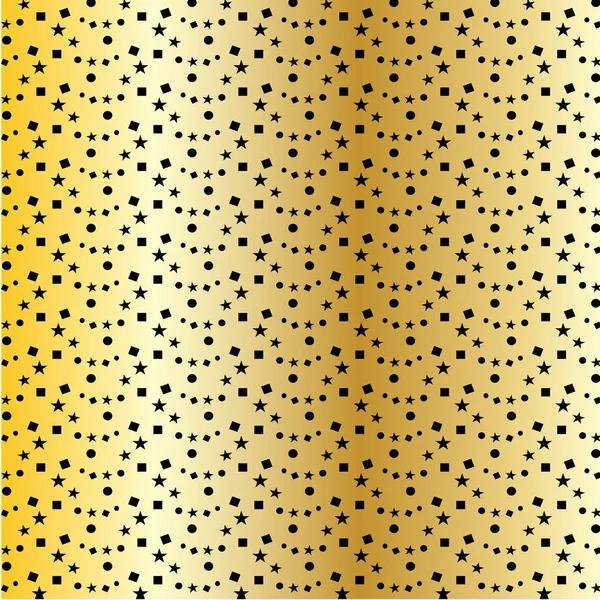 Black Confetti Stars Background Pattern Gold — Stock Vector