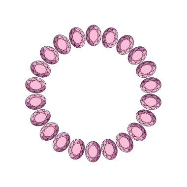 hafif pembe oval değerli taş daire kare. Vektör çizim