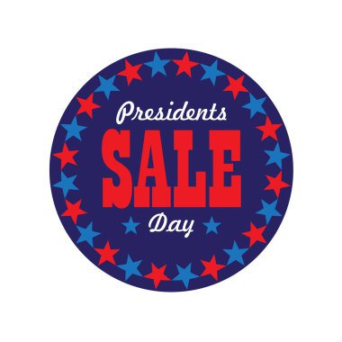 Başkanlar Günü Satılık tipografi grafik daire yıldız çerçeve içinde. Vektör çizim